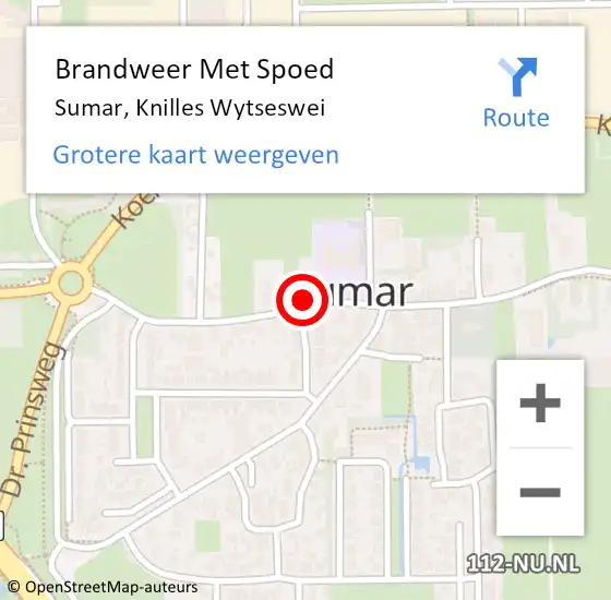 Locatie op kaart van de 112 melding: Brandweer Met Spoed Naar Sumar, Knilles Wytseswei op 31 december 2023 22:52