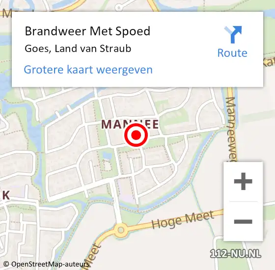 Locatie op kaart van de 112 melding: Brandweer Met Spoed Naar Goes, Land van Straub op 31 december 2023 22:53