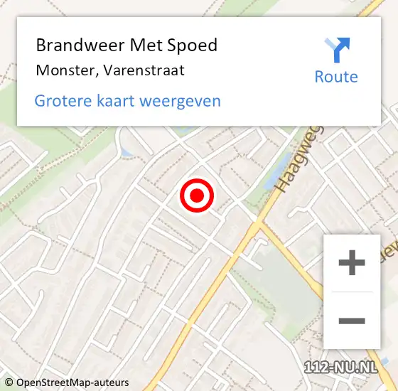 Locatie op kaart van de 112 melding: Brandweer Met Spoed Naar Monster, Varenstraat op 31 december 2023 22:56