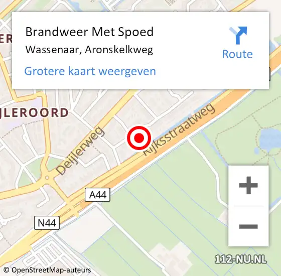 Locatie op kaart van de 112 melding: Brandweer Met Spoed Naar Wassenaar, Aronskelkweg op 31 december 2023 23:04