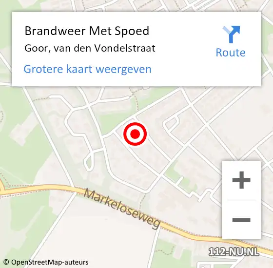 Locatie op kaart van de 112 melding: Brandweer Met Spoed Naar Goor, van den Vondelstraat op 31 december 2023 23:06