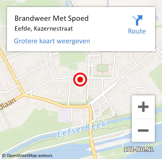 Locatie op kaart van de 112 melding: Brandweer Met Spoed Naar Eefde, Kazernestraat op 31 december 2023 23:06