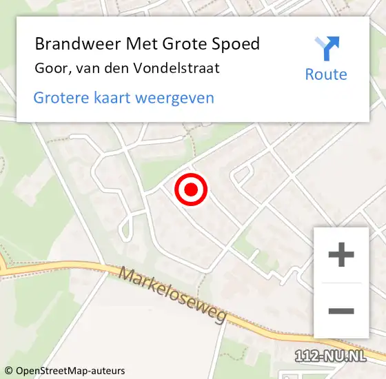 Locatie op kaart van de 112 melding: Brandweer Met Grote Spoed Naar Goor, van den Vondelstraat op 31 december 2023 23:07