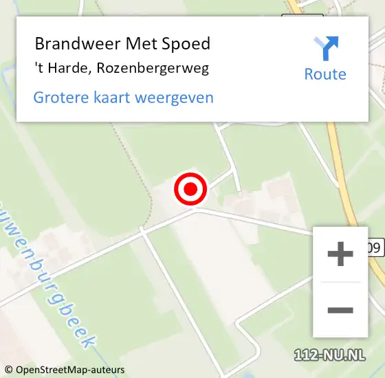 Locatie op kaart van de 112 melding: Brandweer Met Spoed Naar 't Harde, Rozenbergerweg op 31 december 2023 23:11