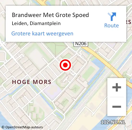 Locatie op kaart van de 112 melding: Brandweer Met Grote Spoed Naar Leiden, Diamantplein op 31 december 2023 23:33