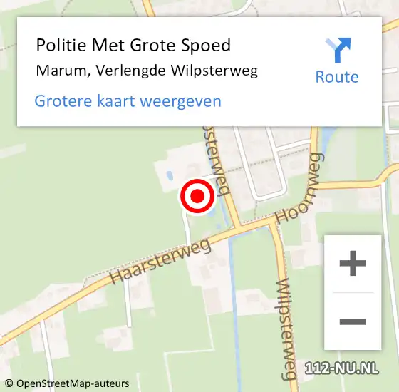 Locatie op kaart van de 112 melding: Politie Met Grote Spoed Naar Marum, Verlengde Wilpsterweg op 31 december 2023 23:35