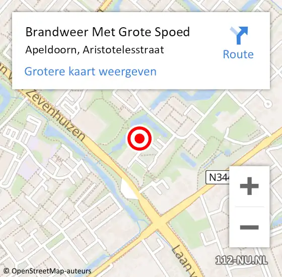Locatie op kaart van de 112 melding: Brandweer Met Grote Spoed Naar Apeldoorn, Aristotelesstraat op 31 december 2023 23:41