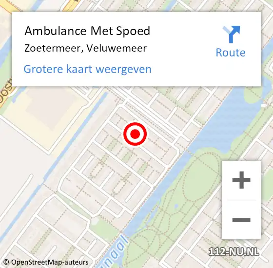 Locatie op kaart van de 112 melding: Ambulance Met Spoed Naar Zoetermeer, Veluwemeer op 31 december 2023 23:43