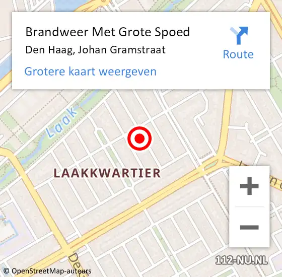 Locatie op kaart van de 112 melding: Brandweer Met Grote Spoed Naar Den Haag, Johan Gramstraat op 31 december 2023 23:46