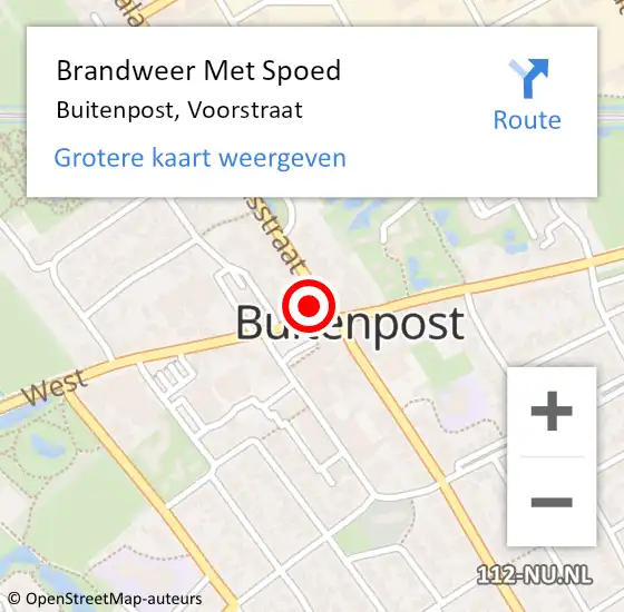 Locatie op kaart van de 112 melding: Brandweer Met Spoed Naar Buitenpost, Voorstraat op 31 december 2023 23:52