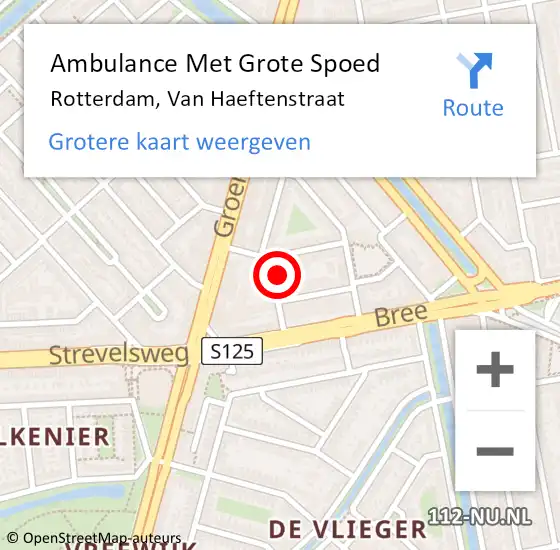 Locatie op kaart van de 112 melding: Ambulance Met Grote Spoed Naar Rotterdam, Van Haeftenstraat op 31 december 2023 23:57