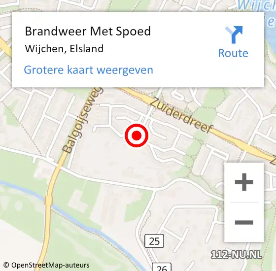 Locatie op kaart van de 112 melding: Brandweer Met Spoed Naar Wijchen, Elsland op 31 december 2023 23:58