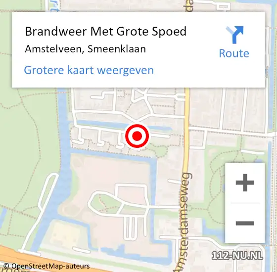 Locatie op kaart van de 112 melding: Brandweer Met Grote Spoed Naar Amstelveen, Smeenklaan op 1 januari 2024 00:03