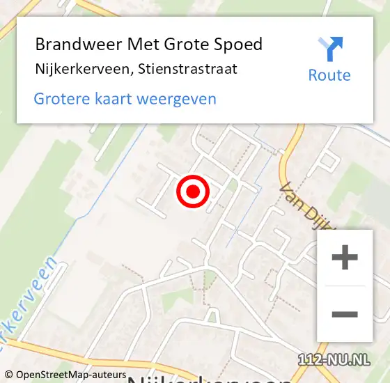 Locatie op kaart van de 112 melding: Brandweer Met Grote Spoed Naar Nijkerkerveen, Stienstrastraat op 1 januari 2024 00:03