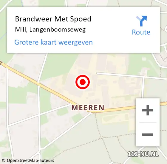 Locatie op kaart van de 112 melding: Brandweer Met Spoed Naar Mill, Langenboomseweg op 1 januari 2024 00:04