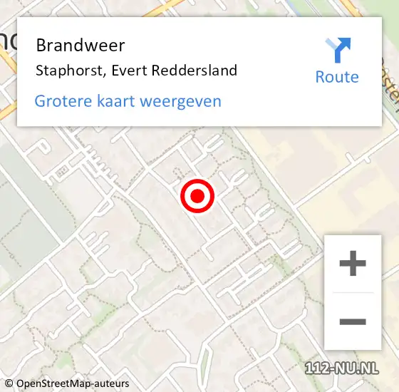 Locatie op kaart van de 112 melding: Brandweer Staphorst, Evert Reddersland op 1 januari 2024 00:09