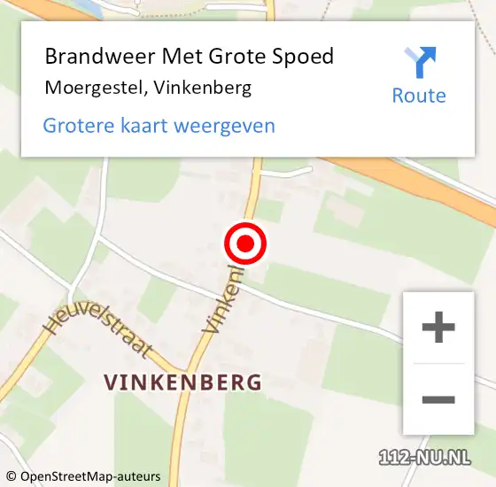 Locatie op kaart van de 112 melding: Brandweer Met Grote Spoed Naar Moergestel, Vinkenberg op 1 januari 2024 00:09
