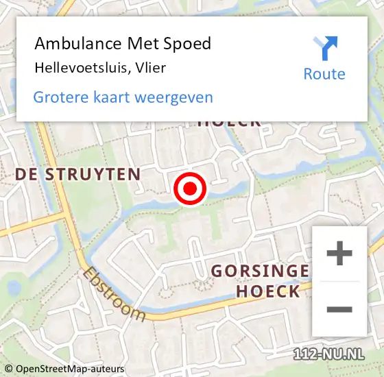 Locatie op kaart van de 112 melding: Ambulance Met Spoed Naar Hellevoetsluis, Vlier op 1 januari 2024 00:10