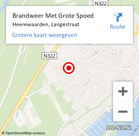 Locatie op kaart van de 112 melding: Brandweer Met Grote Spoed Naar Heerewaarden, Langestraat op 1 januari 2024 00:12