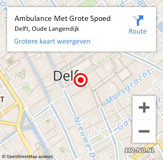 Locatie op kaart van de 112 melding: Ambulance Met Grote Spoed Naar Delft, Oude Langendijk op 1 januari 2024 00:14