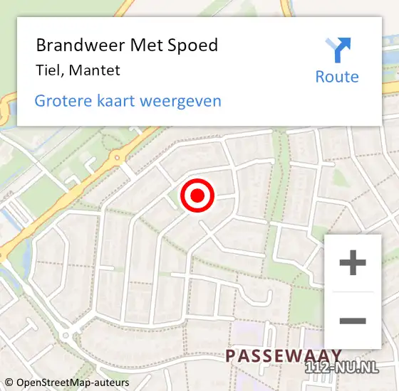 Locatie op kaart van de 112 melding: Brandweer Met Spoed Naar Tiel, Mantet op 1 januari 2024 00:14