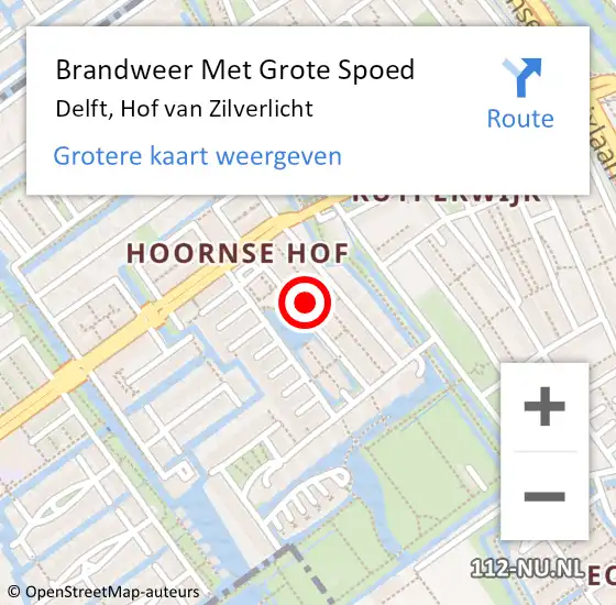 Locatie op kaart van de 112 melding: Brandweer Met Grote Spoed Naar Delft, Hof van Zilverlicht op 1 januari 2024 00:15