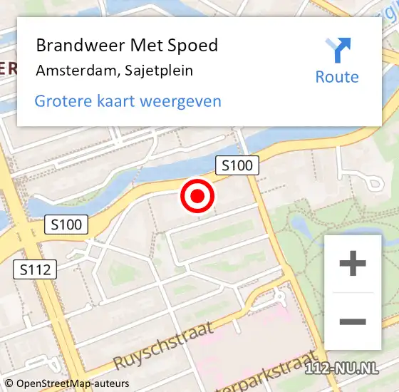 Locatie op kaart van de 112 melding: Brandweer Met Spoed Naar Amsterdam, Sajetplein op 1 januari 2024 00:21