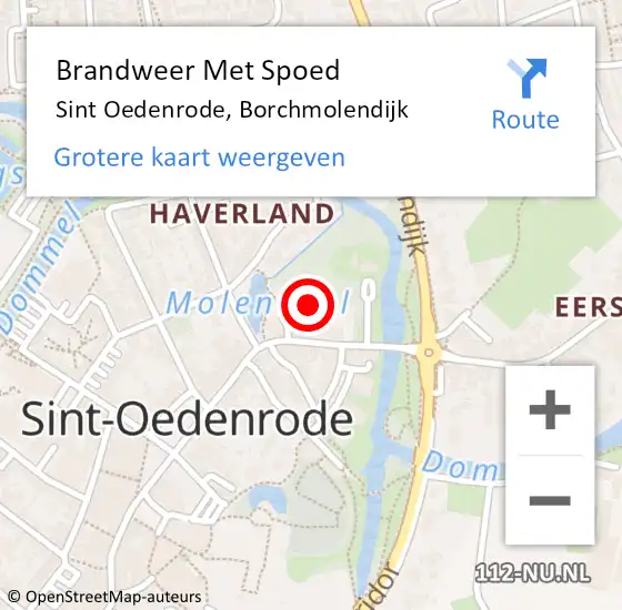 Locatie op kaart van de 112 melding: Brandweer Met Spoed Naar Sint Oedenrode, Borchmolendijk op 1 januari 2024 00:22