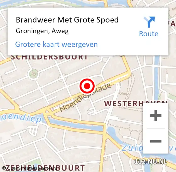 Locatie op kaart van de 112 melding: Brandweer Met Grote Spoed Naar Groningen, Aweg op 1 januari 2024 00:22