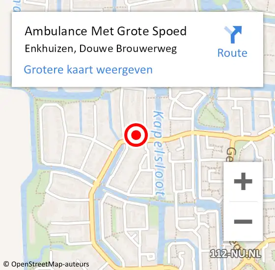 Locatie op kaart van de 112 melding: Ambulance Met Grote Spoed Naar Enkhuizen, Douwe Brouwerweg op 1 januari 2024 00:24