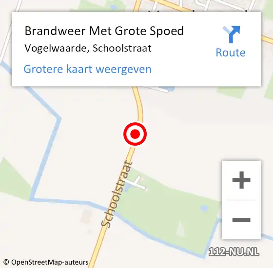 Locatie op kaart van de 112 melding: Brandweer Met Grote Spoed Naar Vogelwaarde, Schoolstraat op 20 september 2014 13:33