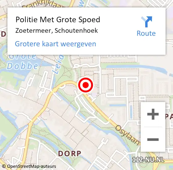 Locatie op kaart van de 112 melding: Politie Met Grote Spoed Naar Zoetermeer, Schoutenhoek op 1 januari 2024 00:26