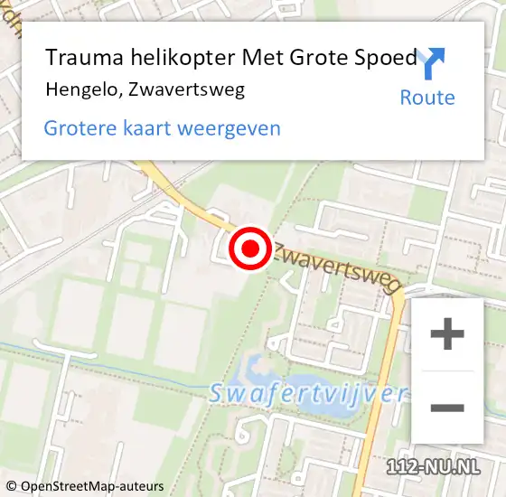 Locatie op kaart van de 112 melding: Trauma helikopter Met Grote Spoed Naar Hengelo, Zwavertsweg op 1 januari 2024 00:29