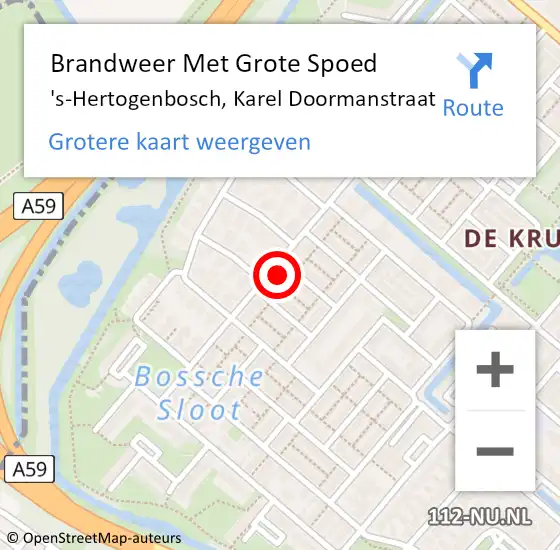 Locatie op kaart van de 112 melding: Brandweer Met Grote Spoed Naar 's-Hertogenbosch, Karel Doormanstraat op 1 januari 2024 00:29