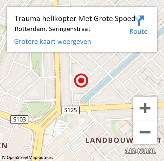 Locatie op kaart van de 112 melding: Trauma helikopter Met Grote Spoed Naar Rotterdam, Seringenstraat op 1 januari 2024 00:31