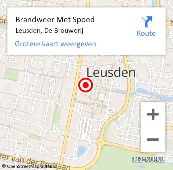 Locatie op kaart van de 112 melding: Brandweer Met Spoed Naar Leusden, De Brouwerij op 1 januari 2024 00:31