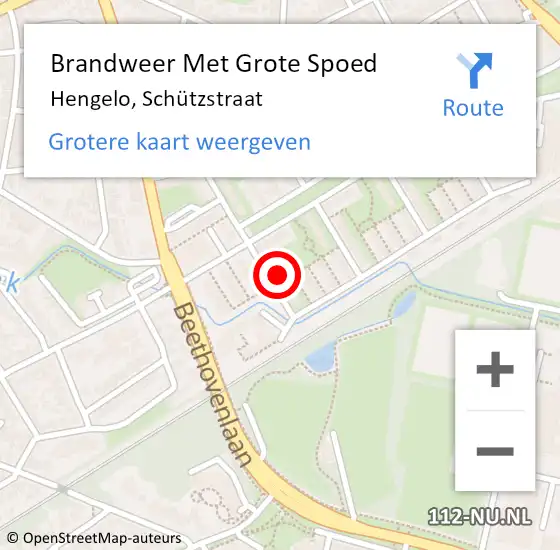 Locatie op kaart van de 112 melding: Brandweer Met Grote Spoed Naar Hengelo, Schützstraat op 1 januari 2024 00:31