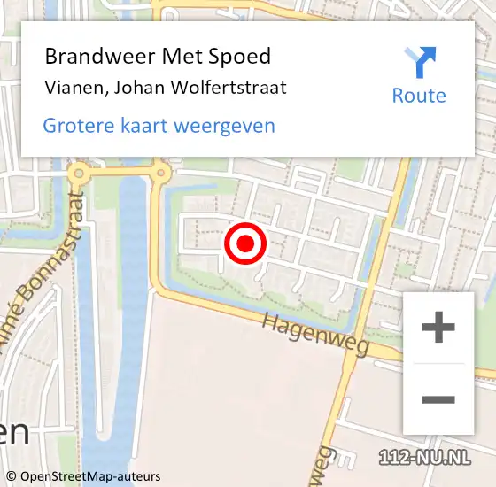 Locatie op kaart van de 112 melding: Brandweer Met Spoed Naar Vianen, Johan Wolfertstraat op 1 januari 2024 00:32