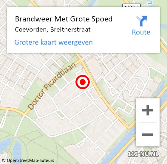 Locatie op kaart van de 112 melding: Brandweer Met Grote Spoed Naar Coevorden, Breitnerstraat op 1 januari 2024 00:33