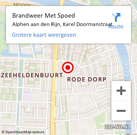 Locatie op kaart van de 112 melding: Brandweer Met Spoed Naar Alphen aan den Rijn, Karel Doormanstraat op 1 januari 2024 00:33