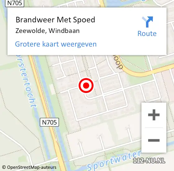 Locatie op kaart van de 112 melding: Brandweer Met Spoed Naar Zeewolde, Windbaan op 1 januari 2024 00:36