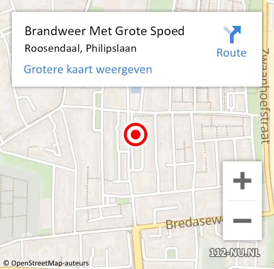 Locatie op kaart van de 112 melding: Brandweer Met Grote Spoed Naar Roosendaal, Philipslaan op 1 januari 2024 00:36