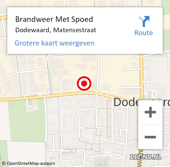 Locatie op kaart van de 112 melding: Brandweer Met Spoed Naar Dodewaard, Matensestraat op 1 januari 2024 00:36