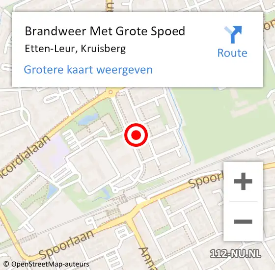 Locatie op kaart van de 112 melding: Brandweer Met Grote Spoed Naar Etten-Leur, Kruisberg op 1 januari 2024 00:36