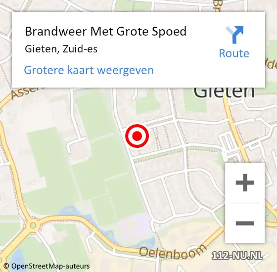 Locatie op kaart van de 112 melding: Brandweer Met Grote Spoed Naar Gieten, Zuid-es op 1 januari 2024 00:37