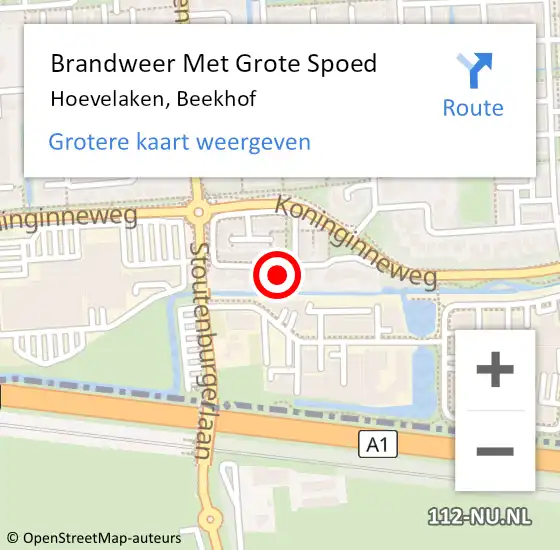 Locatie op kaart van de 112 melding: Brandweer Met Grote Spoed Naar Hoevelaken, Beekhof op 1 januari 2024 00:38