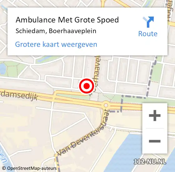 Locatie op kaart van de 112 melding: Ambulance Met Grote Spoed Naar Schiedam, Boerhaaveplein op 1 januari 2024 00:39