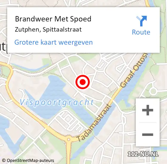 Locatie op kaart van de 112 melding: Brandweer Met Spoed Naar Zutphen, Spittaalstraat op 1 januari 2024 00:39