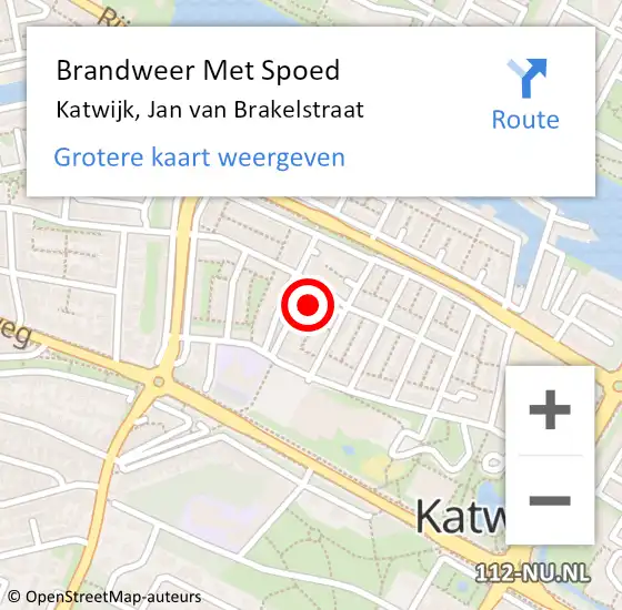 Locatie op kaart van de 112 melding: Brandweer Met Spoed Naar Katwijk, Jan van Brakelstraat op 1 januari 2024 00:39