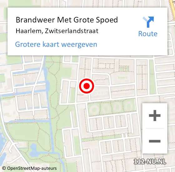 Locatie op kaart van de 112 melding: Brandweer Met Grote Spoed Naar Haarlem, Zwitserlandstraat op 1 januari 2024 00:40